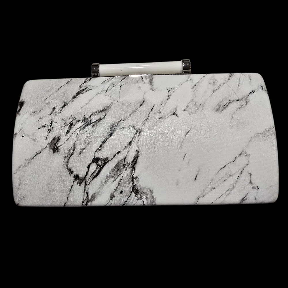 Sondra Roberts Black and White Marble Clutch Evenig Bag